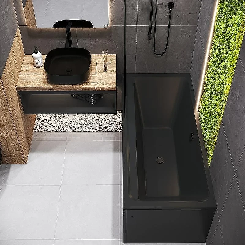 Акриловая ванна Corpa Nera Bellini 180x80 CN05032BLM Черная матовая без гидромассажа
