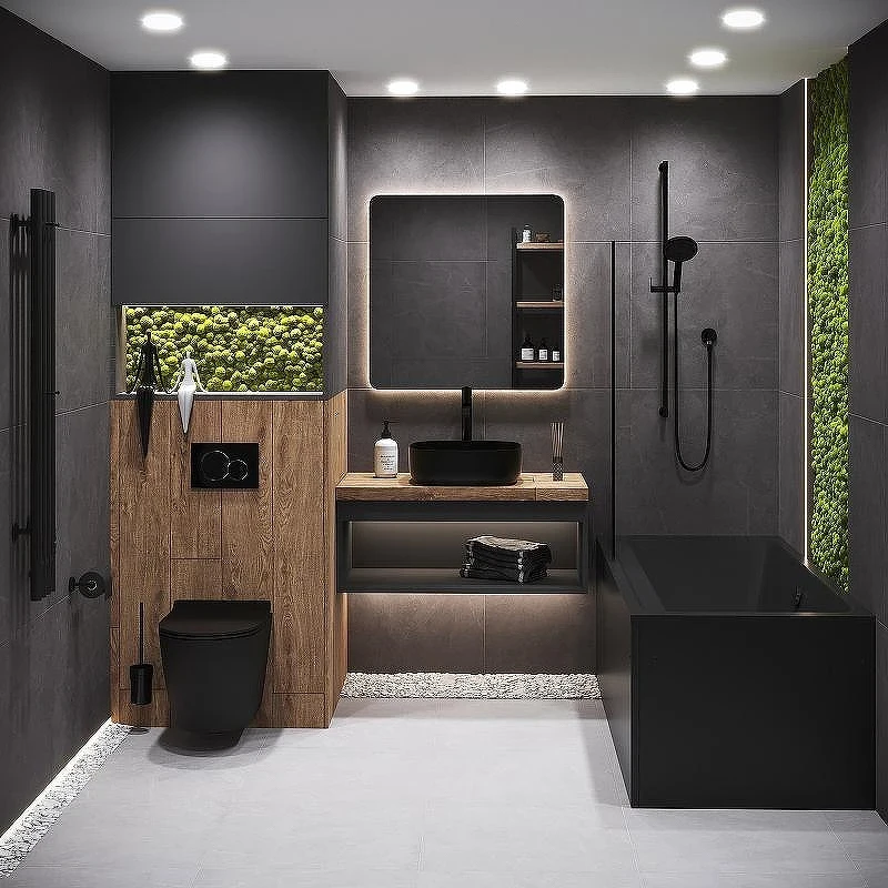Акриловая ванна Corpa Nera Bellini 180x80 CN05032BLM Черная матовая без гидромассажа