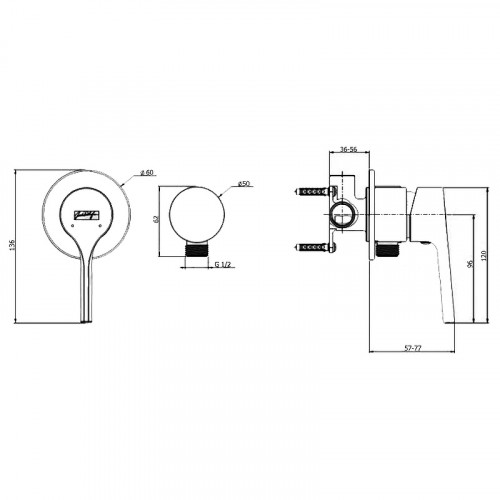 Смеситель для душа Jacob Delafon Elate E25754-CP Хром латунь встраиваемый