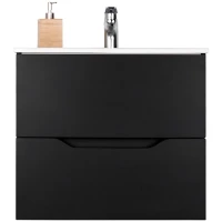 Тумба с раковиной Orange Li-60Tub+Ra подвесная Черная матовая МДФ / ЛДСП