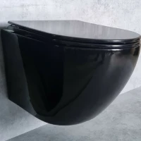 Унитаз CeramaLux CL2196-18 подвесной Черный с сиденьем Микролифт фаянс подвесной