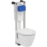 Комплект унитаза с инсталляцией Ideal Standard W220101 с сиденьем Микролифт без клавиши смыва фаянс подвесной