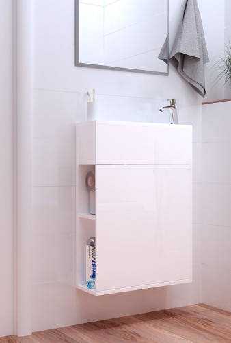 Тумба с раковиной 1MarKa Stretto 50П У94716 подвесная Белый глянец МДФ / ЛДСП