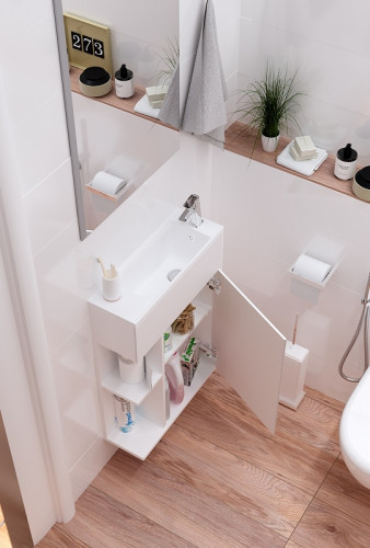 Тумба с раковиной 1MarKa Stretto 50П У94716 подвесная Белый глянец МДФ / ЛДСП