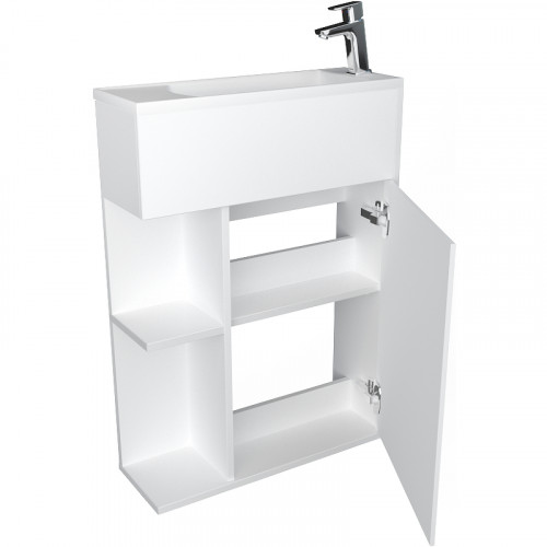 Тумба с раковиной 1MarKa Stretto 50П У94716 подвесная Белый глянец МДФ / ЛДСП