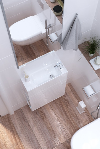 Тумба с раковиной 1MarKa Stretto 50П У94716 подвесная Белый глянец МДФ / ЛДСП