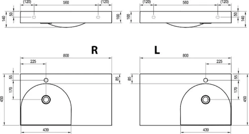 Мебельная раковина Ravak Lite 80 L XJXL1280000 цвет Белый
