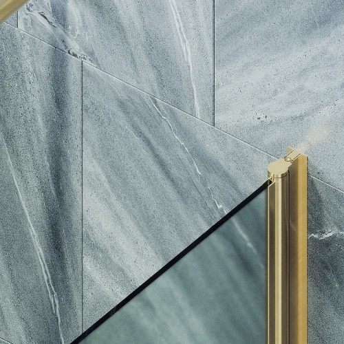 Шторка на ванну Maybah Glass MGV-610-3 500x1400 поворотная на монопетле Золото стекло сатиновое