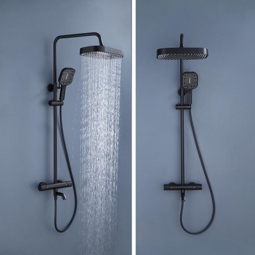 Душевая система ALMAes Deivon SDI-1834 с термостатом цвет Черный матовый