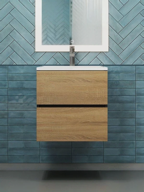 Тумба с раковиной Uperwood Barsa 50 29830205647 подвесная цвет Черный матовый Дуб сонома
