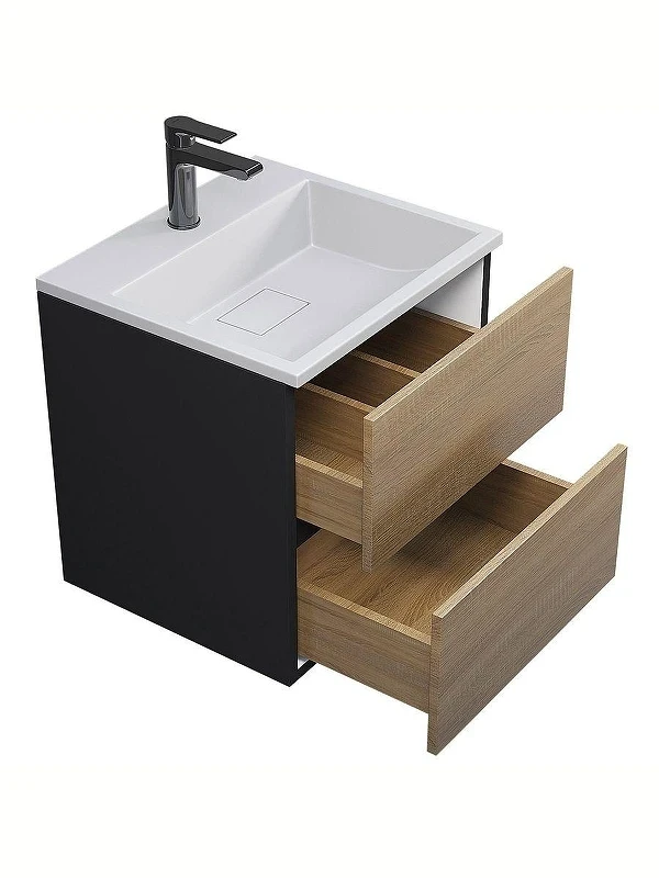 Тумба с раковиной Uperwood Barsa 50 29830205647 подвесная цвет Черный матовый Дуб сонома