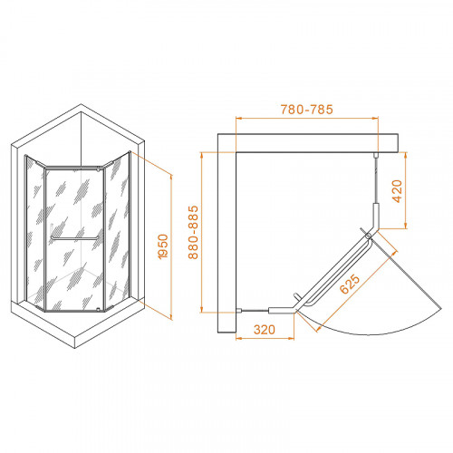 Душевой уголок RGW Passage PA-091 90x80 35089189-11 профиль Хром стекло прозрачное