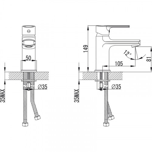 Смеситель для раковины Kaiser Oval 56011 Хром латунь