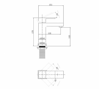 Смеситель для раковины Abber Daheim AF8210B Черный матовый латунь