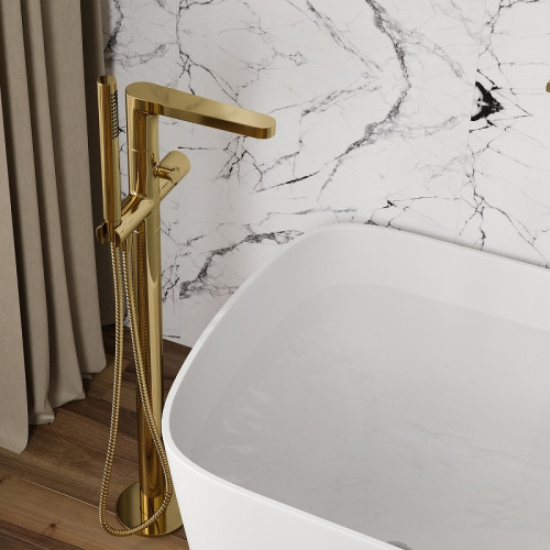 Смеситель для ванны WasserKRAFT Ems 7621 Золото глянцевое латунь на пол