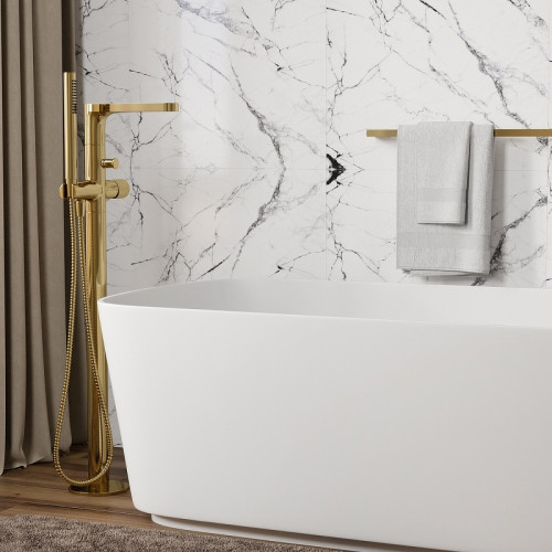 Смеситель для ванны WasserKRAFT Ems 7621 Золото глянцевое латунь на пол