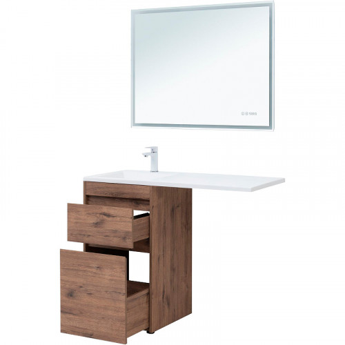 Тумба с раковиной Aquanet Токио 110 L 335585 Дуб веллингтон МДФ / ЛДСП