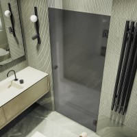 Душевая дверь Maybah Glass MGD-524-6 805x1950 на петлях Черный стекло графитовое матовое