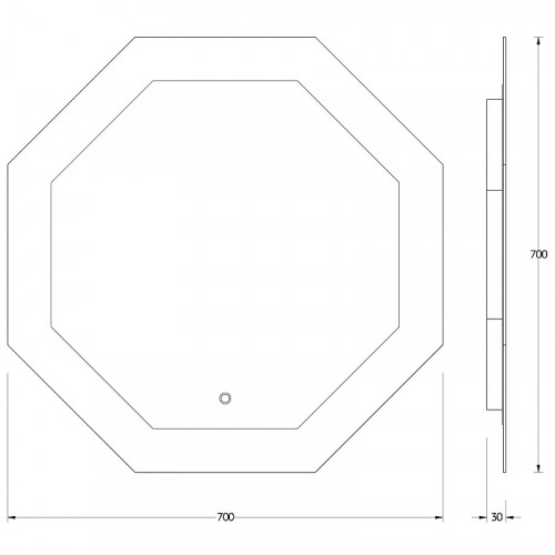Зеркало Evoform Ledshine 70x70 BY 2604 с подсветкой 22.5 W - сенсорный выключатель - нейтральный белый свет стекло