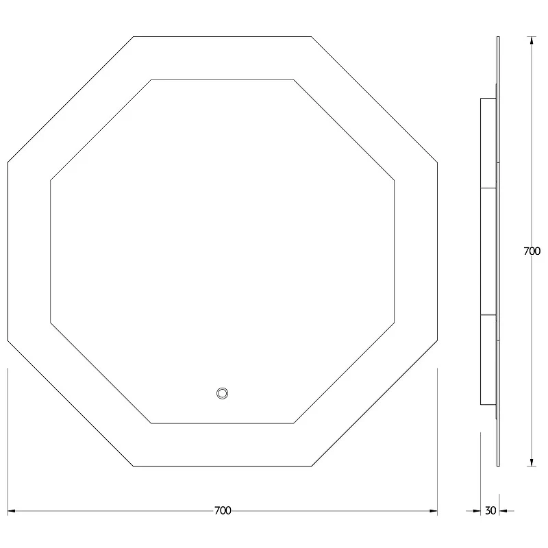 Зеркало Evoform Ledshine 70x70 BY 2604 с подсветкой 22.5 W - сенсорный выключатель - нейтральный белый свет стекло