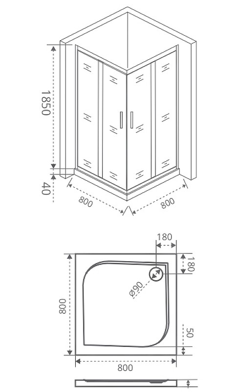 Душевой уголок Good Door Infinity CR-80-G-CH 80х80 профиль Хром стекло Грейп