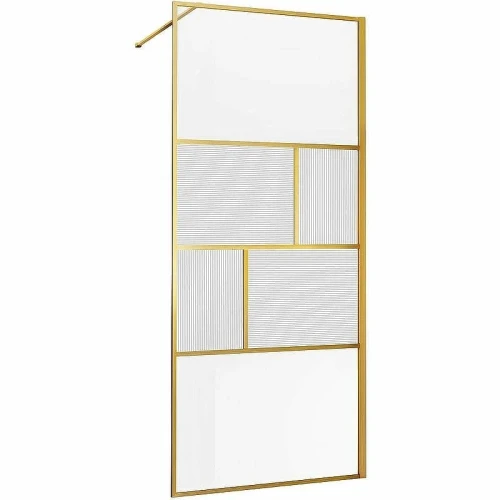 Душевая перегородка Vincea Walk-In 100 VSW-1HC100CFBG профиль Брашированное золото стекло прозрачное/рифленое