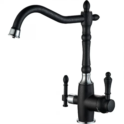 Смеситель для кухни ZorG Steel Hammer SH 812 BLACK CR Черный матовый Хром латунь на столешницу