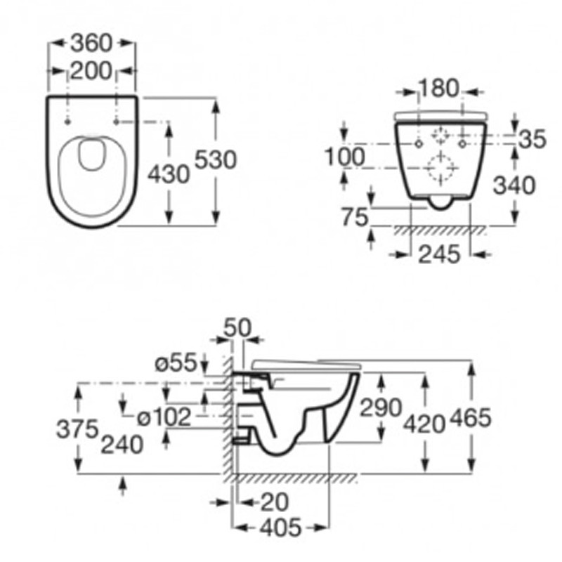 Унитаз Roca Ona A346687000 подвесной цвет Белый без сиденья