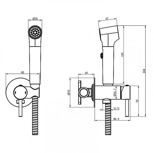 Гигиенический душ со смесителем Azario Nyons AZ-KFX02B цвет Черный матовый