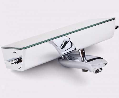 Смеситель для ванны Hansgrohe Ecostat Select 13141400 с термостатом Хром Белый латунь на стену