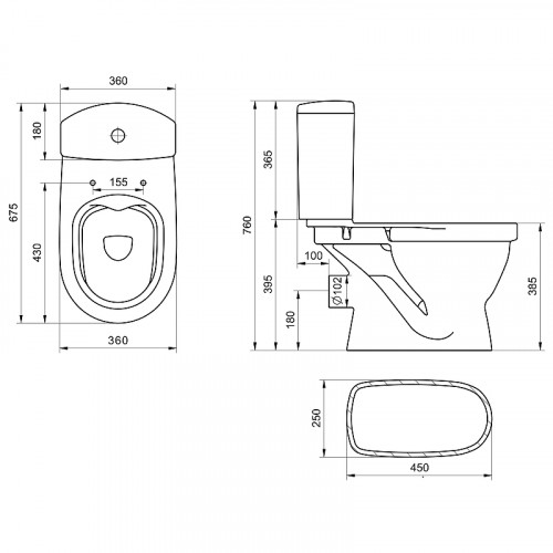 Унитаз компакт Santek Алькор 1WH501835 с бачком и сиденьем Микролифт
