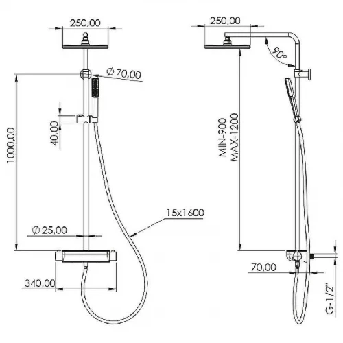 Душевая система Teska Tena DR2920C Хром