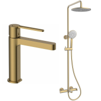 Смеситель и душевая система Vincea Rondo VBF-1R1BG и VSFS-1R1BG Брашированное золото латунь