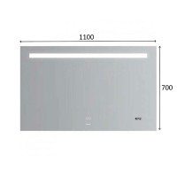 Зеркало Gappo 110 G604-11 с подсветкой с сенсорным выключателем, подогревом и часами стекло