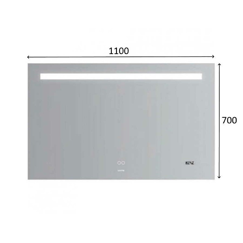 Зеркало Gappo 110 G604-11 с подсветкой с сенсорным выключателем, подогревом и часами стекло