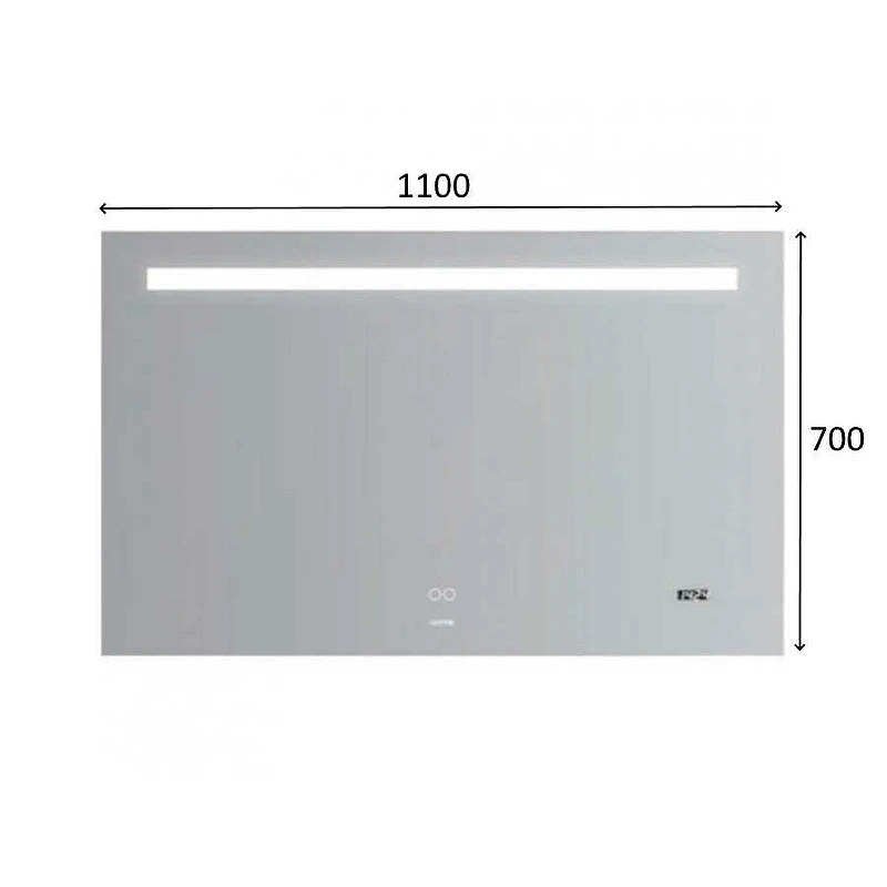 Зеркало Gappo 110 G604-11 с подсветкой с сенсорным выключателем, подогревом и часами стекло
