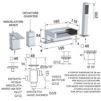 Смеситель на борт ванны Remer Qubica Cascata QC06 Хром