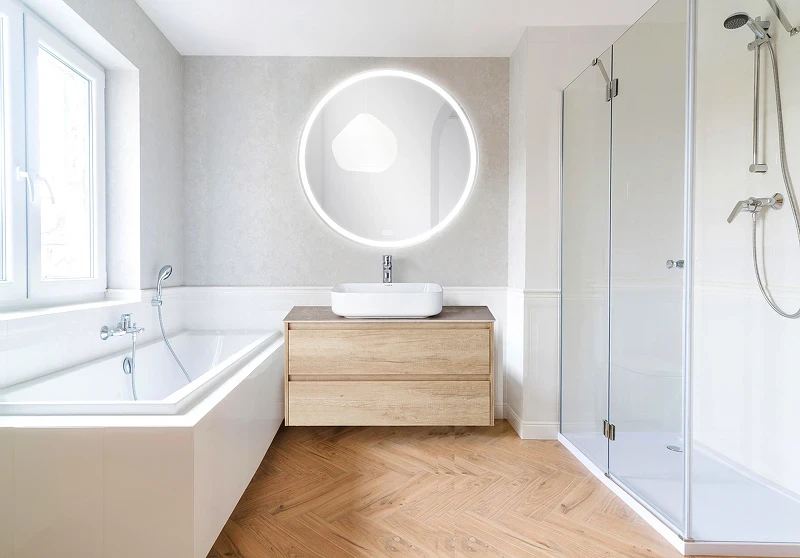 Зеркало BelBagno 90 SPC-RNG-900-LED-TCH-WARM с подсветкой с подогревом с сенсорным выключателем стекло