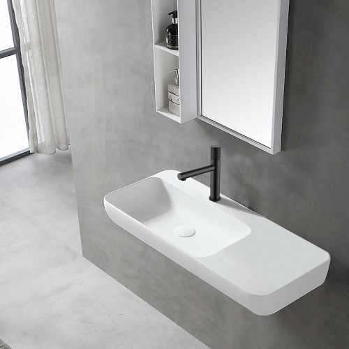 Смеситель для раковины Vincea Groove VBF-4G1MB Черный матовый латунь