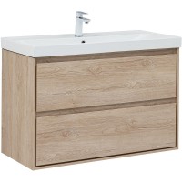 Тумба под раковину Aquanet Милан 100 336385 подвесная Дуб светлый МДФ / ЛДСП