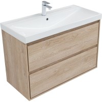 Тумба под раковину Aquanet Милан 100 336385 подвесная Дуб светлый МДФ / ЛДСП
