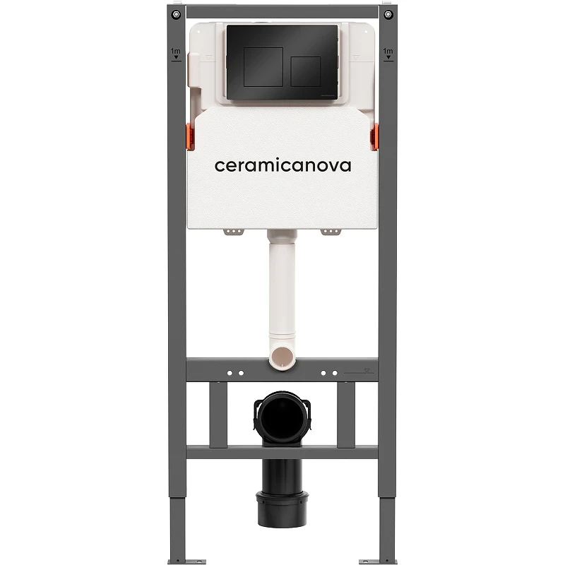 Инсталляция Ceramicanova Balance CN121002MB для унитаза с Черной матовой клавишей смыва пластик