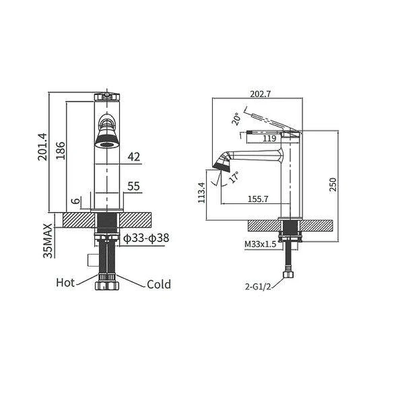 Смеситель для раковины Arrow AMP11855 цвет Хром