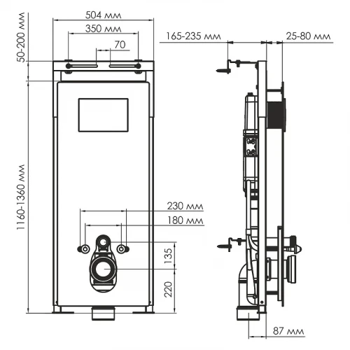 Инсталляция WasserKRAFT Salm 27TLT.010.ME.WH.MG01 для унитаза Белое стекло с клавишей смыва Золото матовое нержавеющая сталь