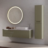 Шкаф пенал Creavit Flat 35 FA2162.01.PL подвесной цвет Бежевый