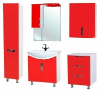 Шкаф пенал Bellezza Лагуна 35 L 4622107002037 Красный Белый МДФ / ЛДСП