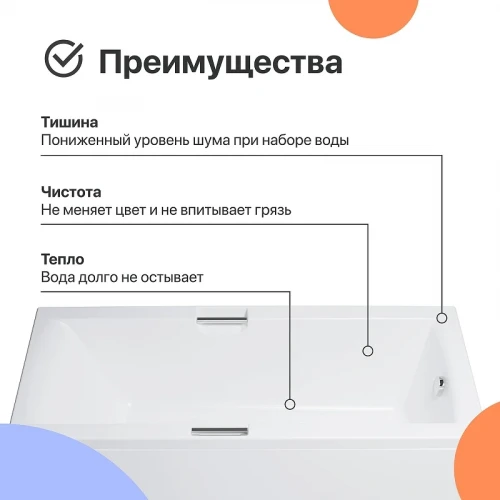 Акриловая ванна DIWO Дмитров 170х75 цвет Белый