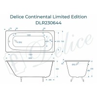 Чугунная ванна Delice Continental Limited Edition 165x70 DLR230644 без отверстий под ручки и антискользящего покрытия