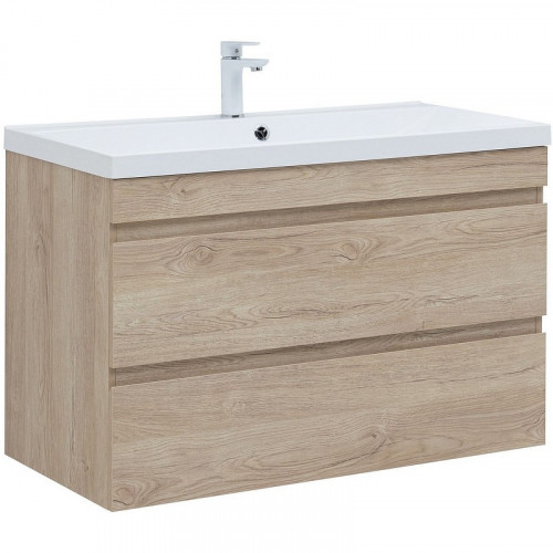 Тумба под раковину Aquanet Нота New 100 334200 подвесная Дуб светлый МДФ / ЛДСП