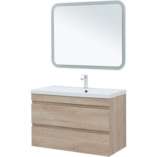 Тумба под раковину Aquanet Нота New 100 334200 подвесная Дуб светлый МДФ / ЛДСП